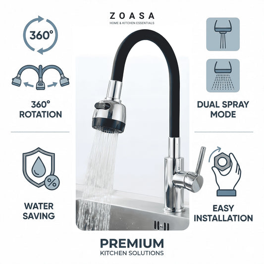 Flow Switch 360° Bendable Silicone Faucet Extender – Power Jet & Soft Stream