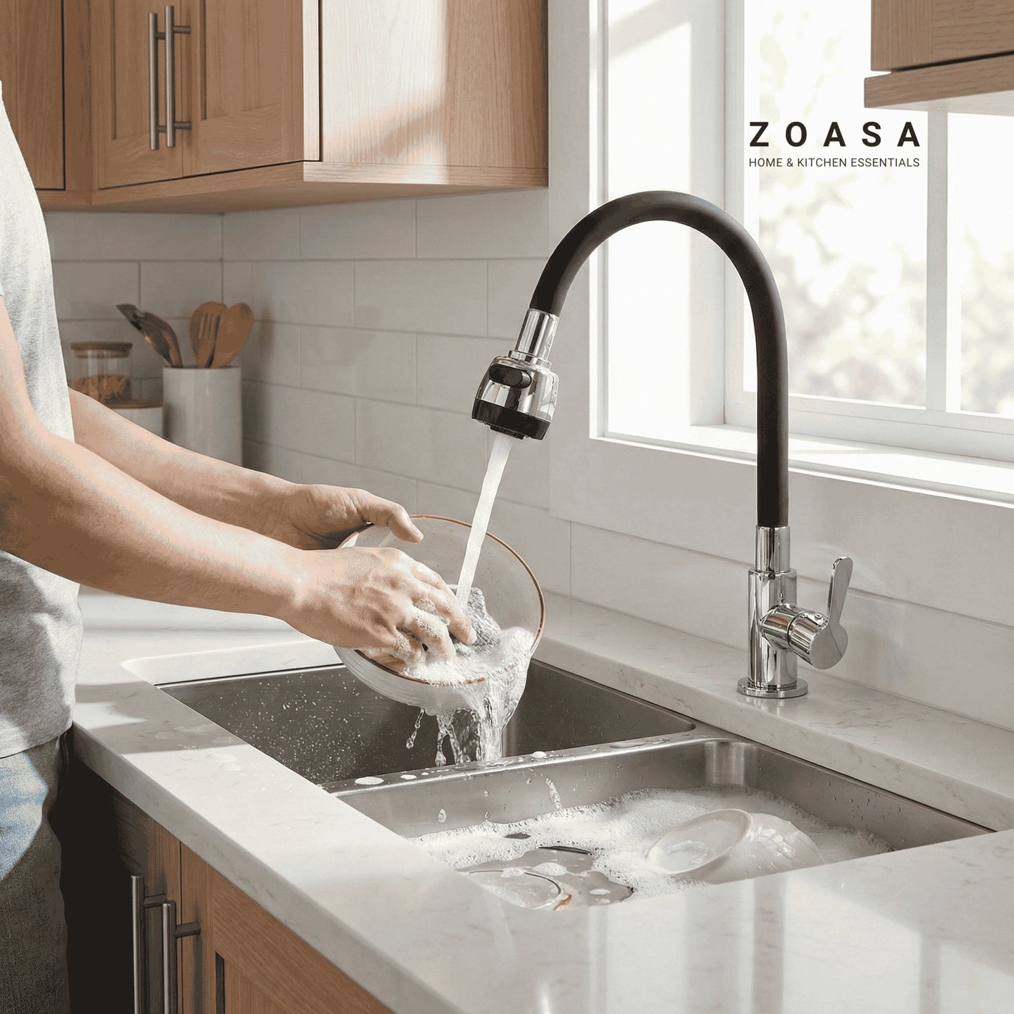 Flow Switch 360° Bendable Silicone Faucet Extender – Power Jet & Soft Stream