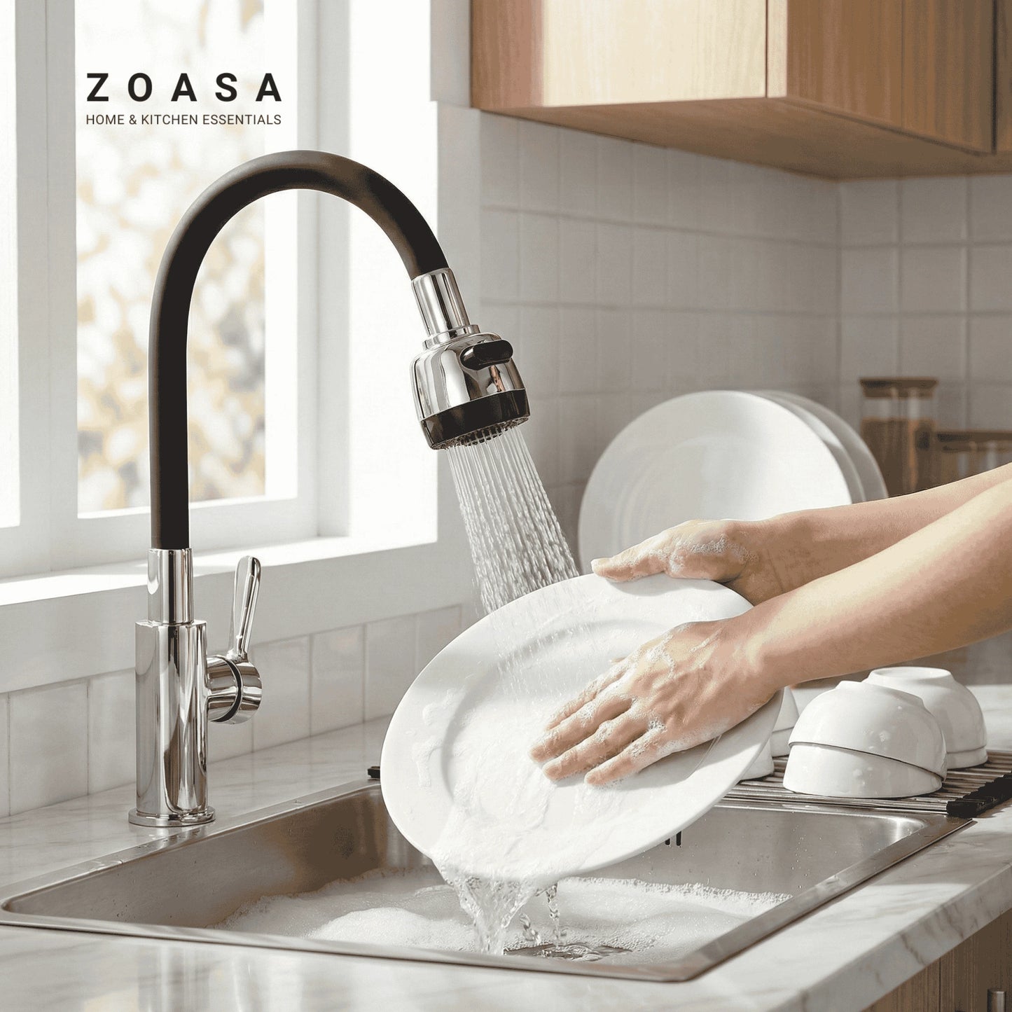 Flow Switch 360° Bendable Silicone Faucet Extender – Power Jet & Soft Stream