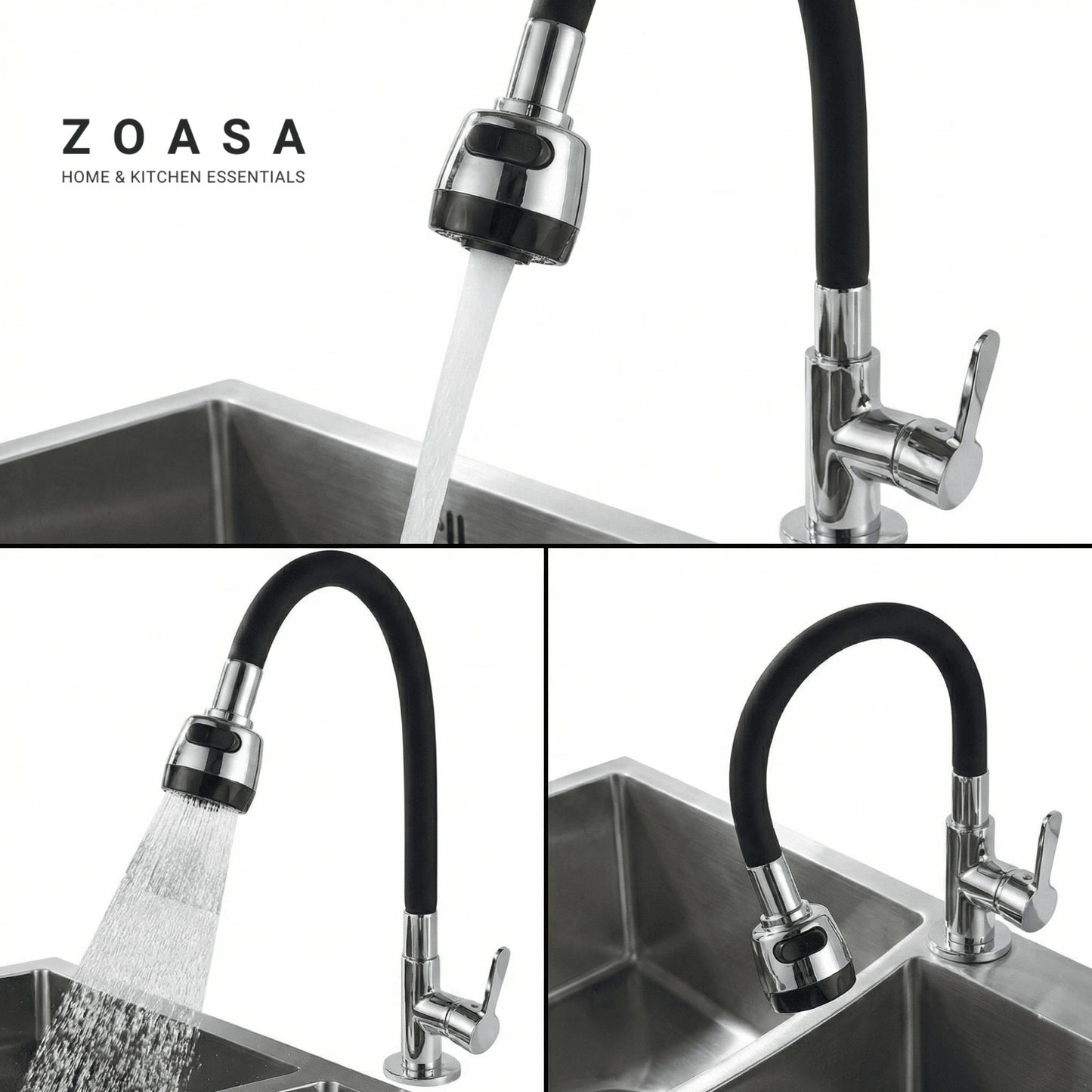 Flow Switch 360° Bendable Silicone Faucet Extender – Power Jet & Soft Stream