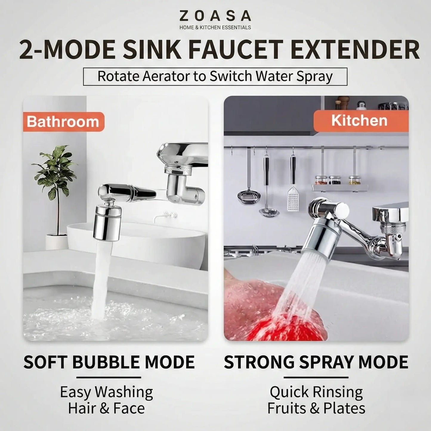 360° Rotating Faucet Nozzle – Dual Water Modes